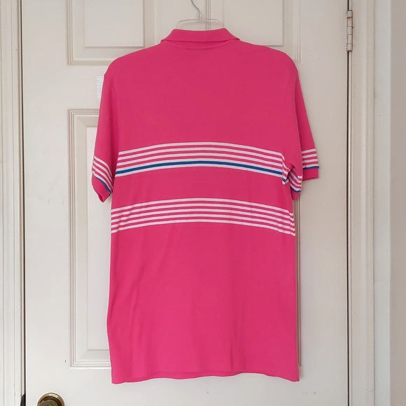 NWOT. Carson Pirie Scott Men's Short Sleeve Polo Shirt with multi color stripes. - Picture 5 of 5